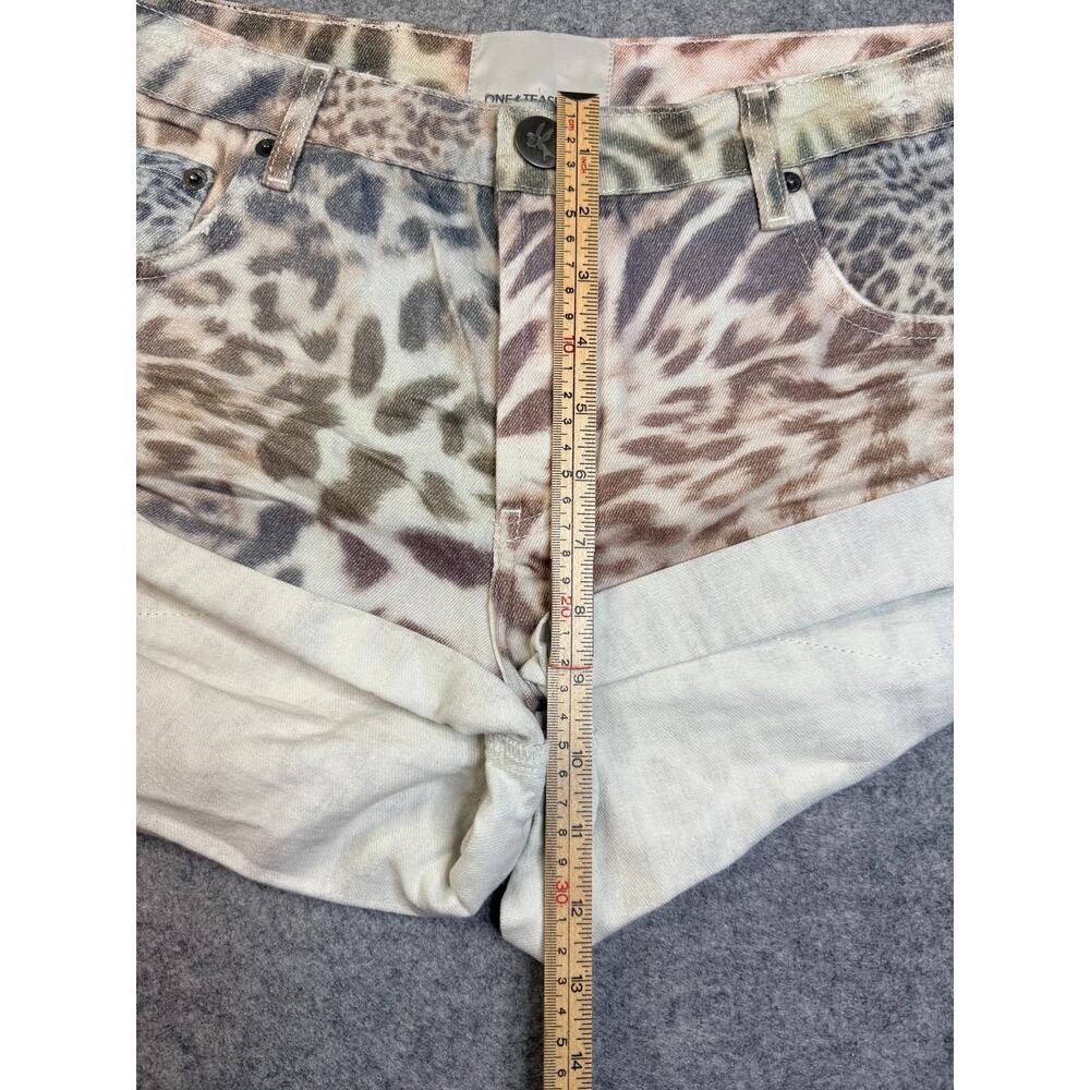 One Teaspoon Animal Print Bandit Denim Shorts Rolled Hem Size 27 NWT - Picture 9 of 9